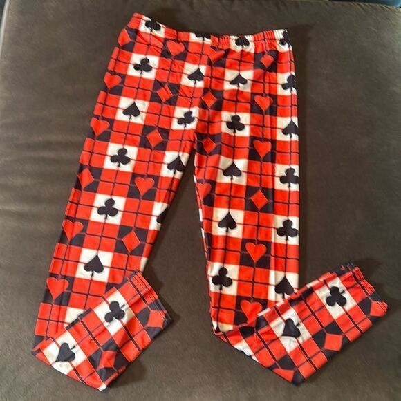 Women’s Leggings Yoga Pants with Playing Card Detail Ankle Length XL NEW - Picture 1 of 10